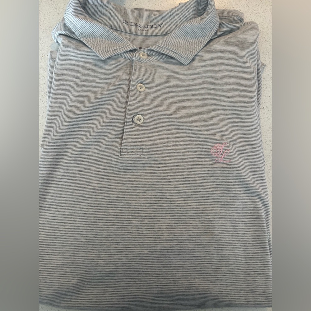 B. Draddy USA Grey Striped Golf Polo - Sandy Lane Barbados / XL